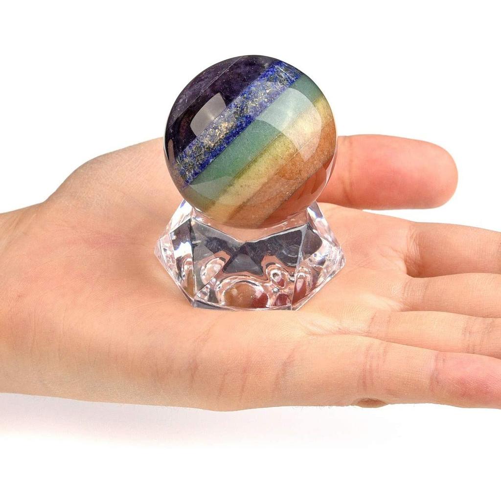 40mm Natural Crystal Ball Sphere Stand Gemstone Quartz Globe Pedestal Healing Fengshui Home Decor