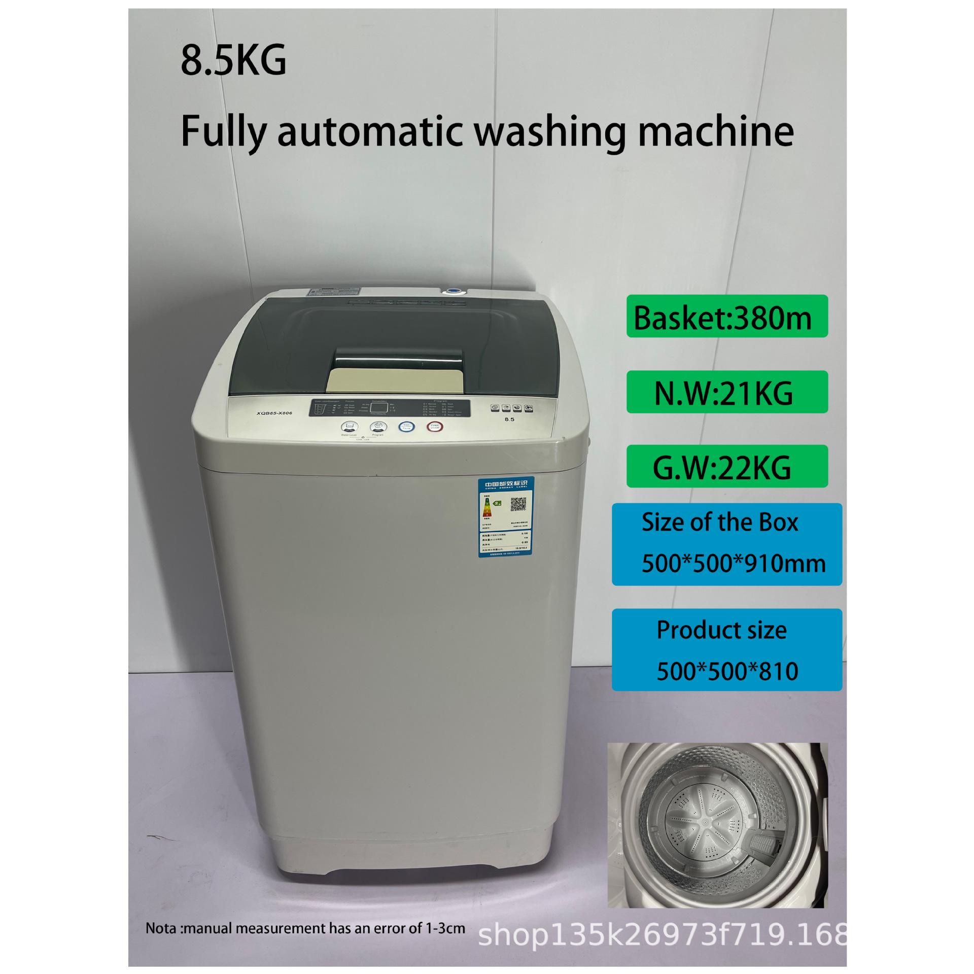 8,5 kg pilnībā automātiska veļas