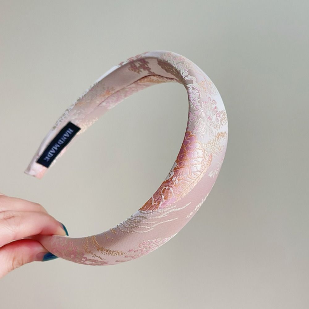 Elegant Satin Jacquard Hair Hoop Retro Exquisite Headband Chinese Embroidery Headband  Daily