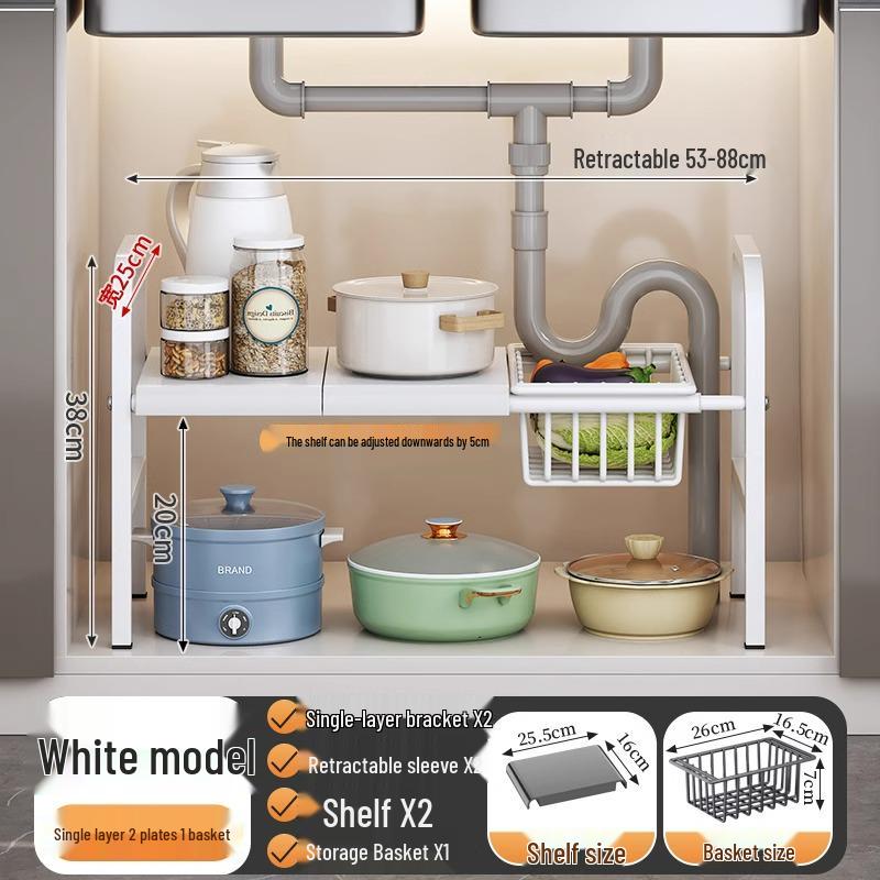 Organisateur de cuisine rétractable sous évier et support à casseroles
