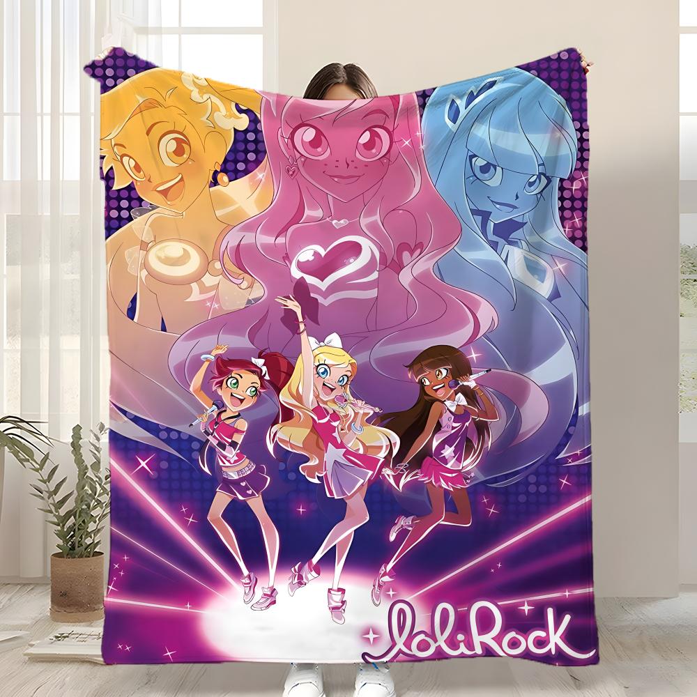 Anime TV L-LoliRock Throw Kid-Friendly Flannel Throw Blanket Soft Warm Anti-Static Washable All Season