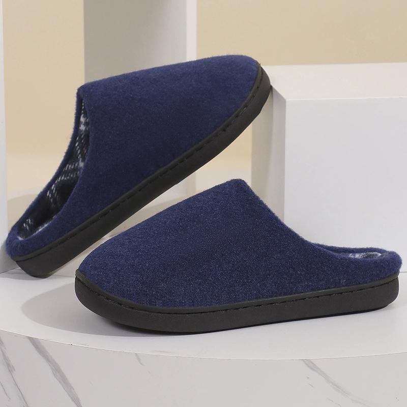 Fashion Concise Non Slip Cotton Slippers Women Winter Indoor Thicken Warm Cotton Slippers Woman Solid Color House Plush Slides Female 36-37 2794₽