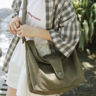 Student Messenger Bag Solid Color Crossbody Bag Men Canvas Bag Women's Large Capacity Commuter Shoulder Bag
