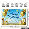 Jungen Blau Gold Geburtstag Wandteppich, "Happy Birthday" mit Sternen Glitzer und Ballons für Fotokabine