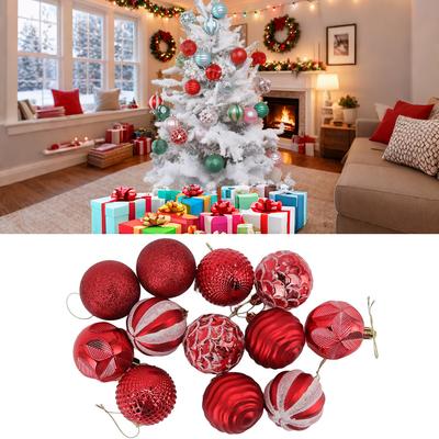 12Pcs Shatterproof Christmas Ball Ornaments, 6CM Glossy Xmas Tree Decorations, Festive Hanging Balls for Holiday Party Decor
