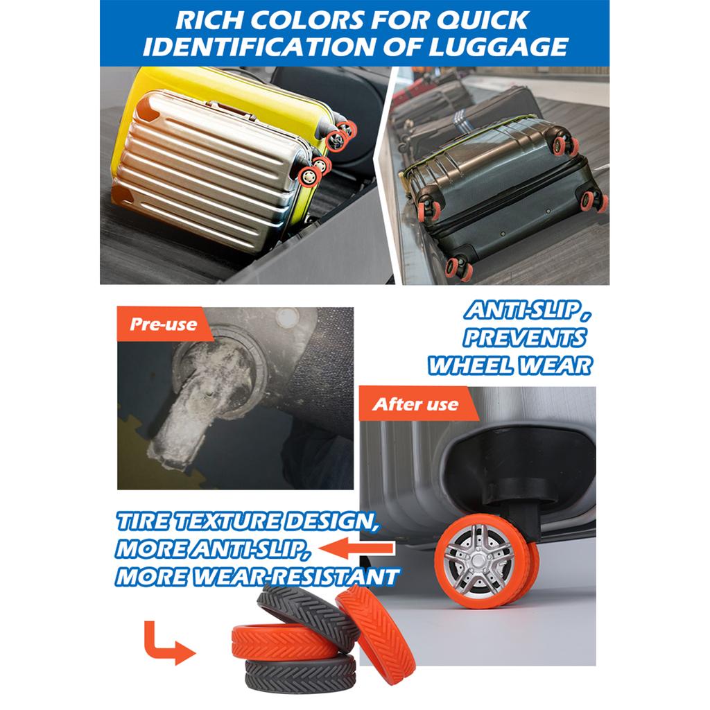 8 Stück Koffer Radschutzhüllen Reisegepäck Spinner Radabdeckungen Reduzieren Geräusche für die meisten Rollenkoffer Zubehör