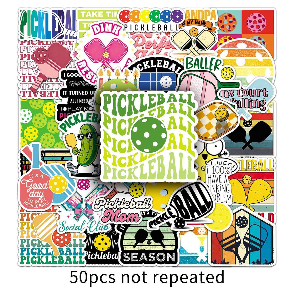 50-Piece Waterproof Pickleball Sticker Set: Sports-Themed Decorative Stickers for Journals and Luggage