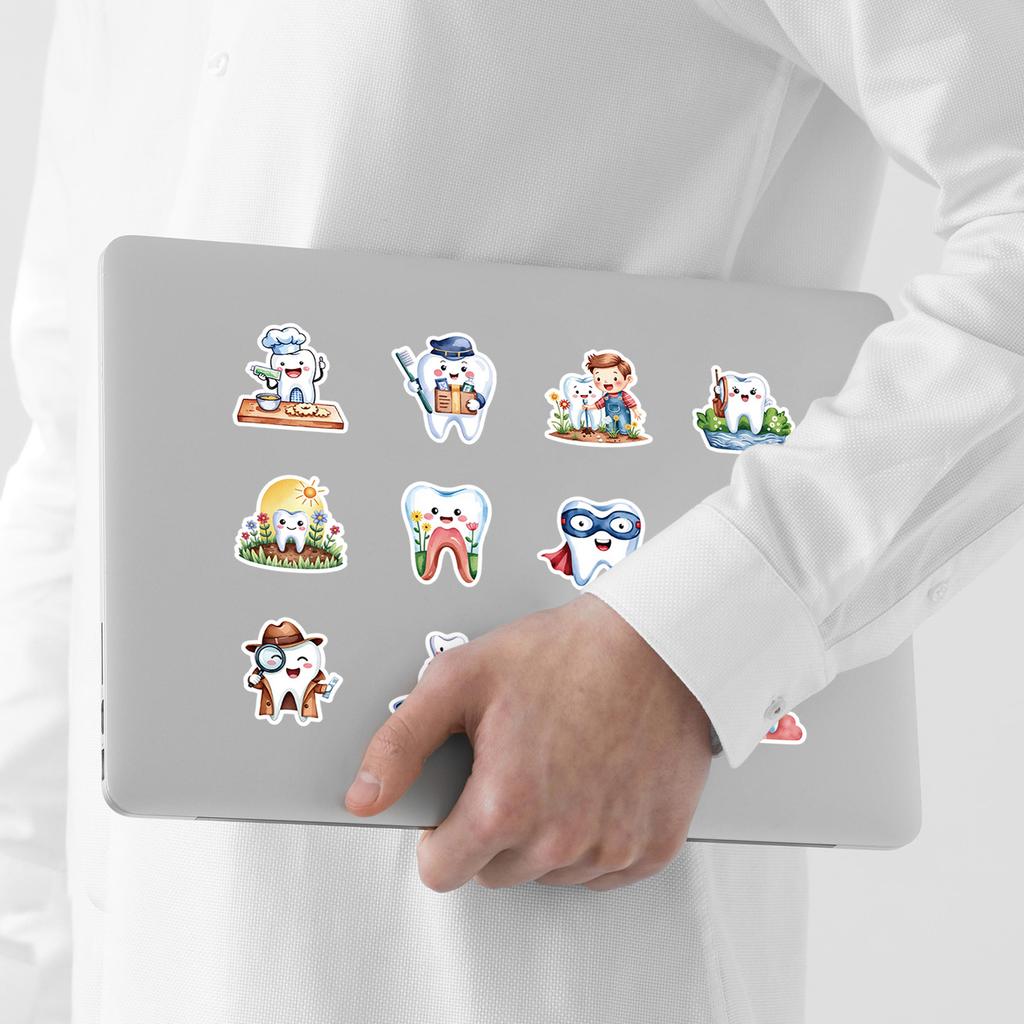 50 Teeth Protection Graffiti Stickers Mobile Phone Water Cup Computer Suitcase Waterproof Decorative Stickers Teeth Stickers