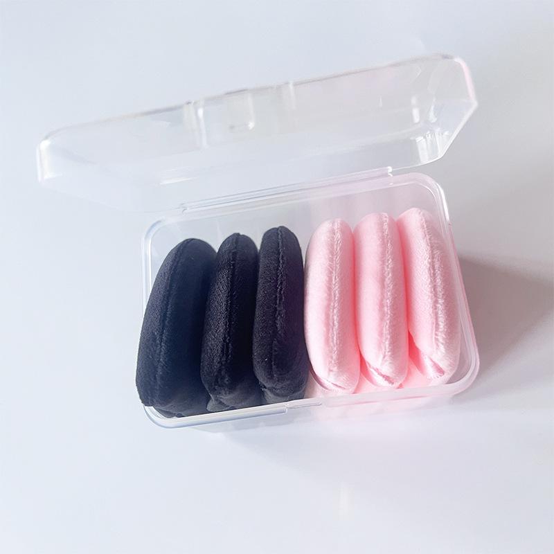 Velký trojúhelníkový sametový pudrový aplikátor na make-up - Super měkký, houbička na sypký pudr, V balení vějířovitá houbička