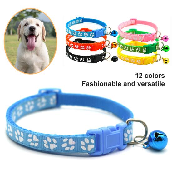 12Pcs/Set Pet Collar Comfortable Anti-Lock Adjustable Reflective Footprint Small Dog Cat Regular Collar Pet Accessories