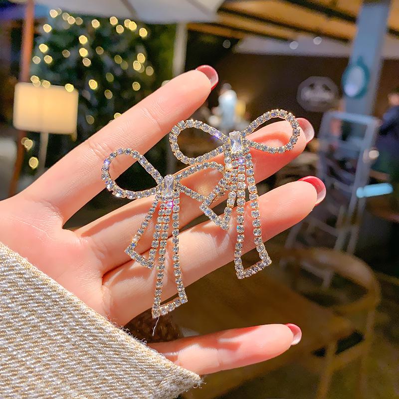 Trendy Bowknot Frauen Baumeln Ohrringe Koreanischen Stil Bogen Ohrringe Perle Quaste Lange Mode Weibliche Schmuck