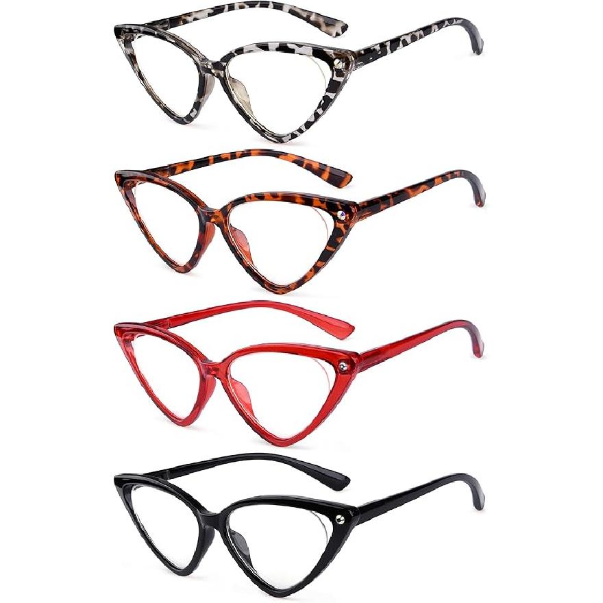 Eyekepper 4-pack Reading Glasses for Women Cateye Readers Oversized 1.0 x