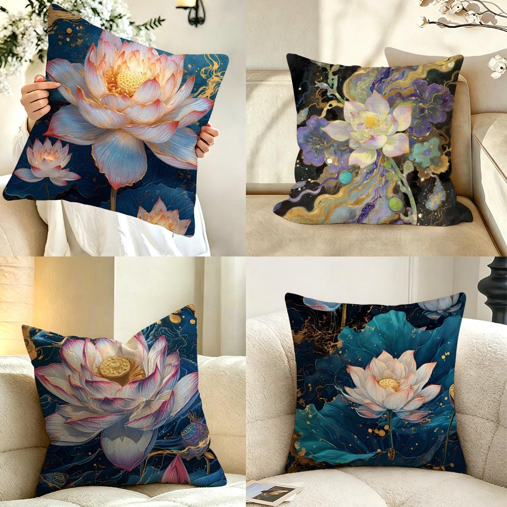 Art ffashion LLotus Cushion Cover Pillow Case Antidustmite Pillowcase Silky Short Plush Sofa Cushion Cover hot