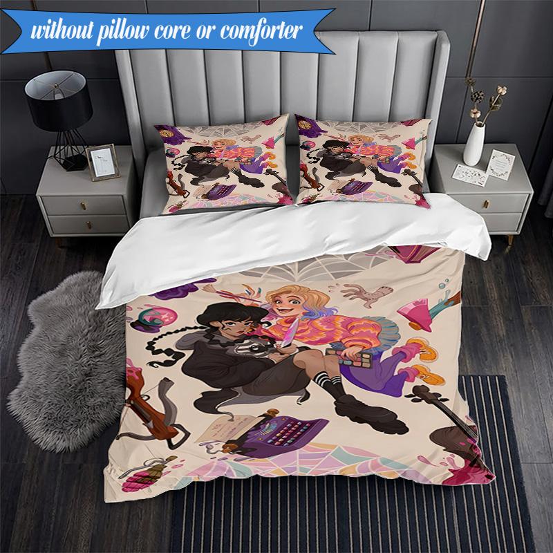 Stained Glass Gothic Romance 3pcs K-pop Music Group Bedding set,Ideal for Bedroom, Dormitory,Including Duvet Cover And 2pcs Pillowcases,Fan Gifts