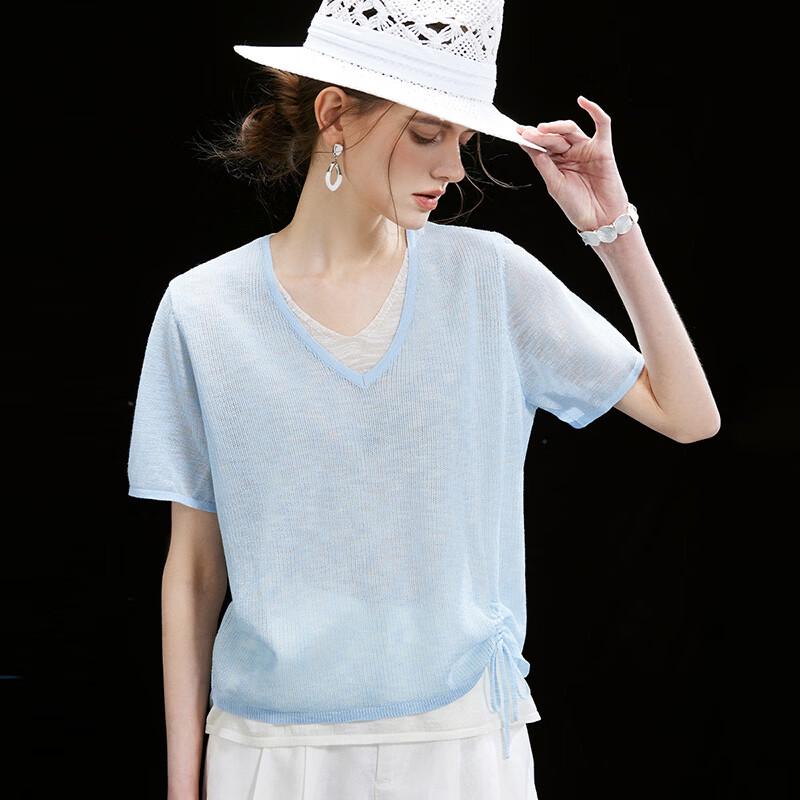 Wudao French Style Color Block Drawstring T-Shirt XL