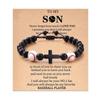 Baseball Basketball Football Soccer Gifts, Natural Stone Baseball Cross Prayer Bracelets for Teen Ideas with Message Gift Card