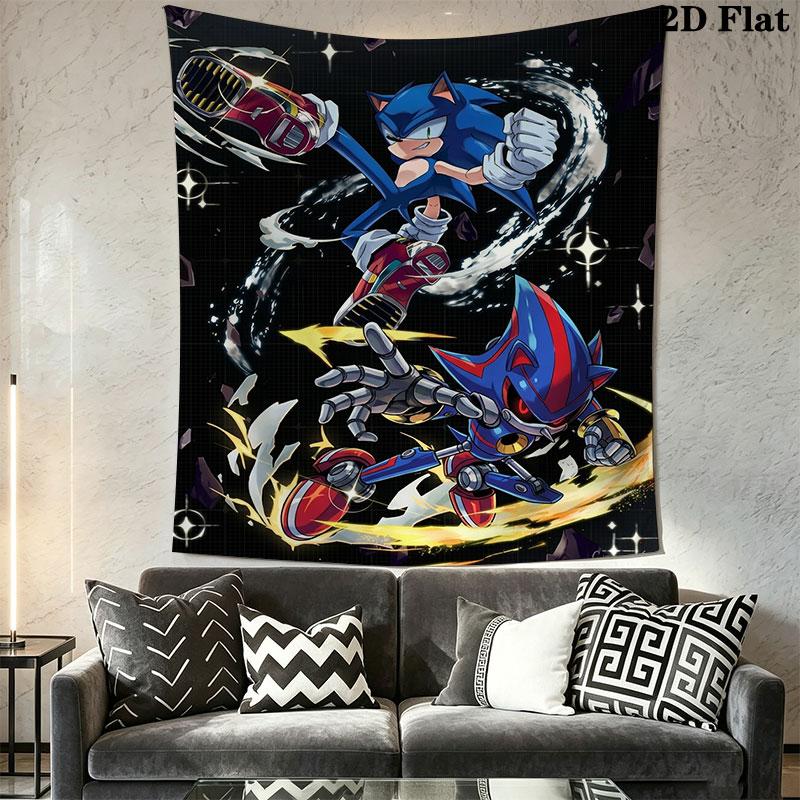 Hedgehog Sonic Thrust Wall Hanging Printed Fabric Blanket Decorative Tapestries for Bedroom Living Room Home Decor