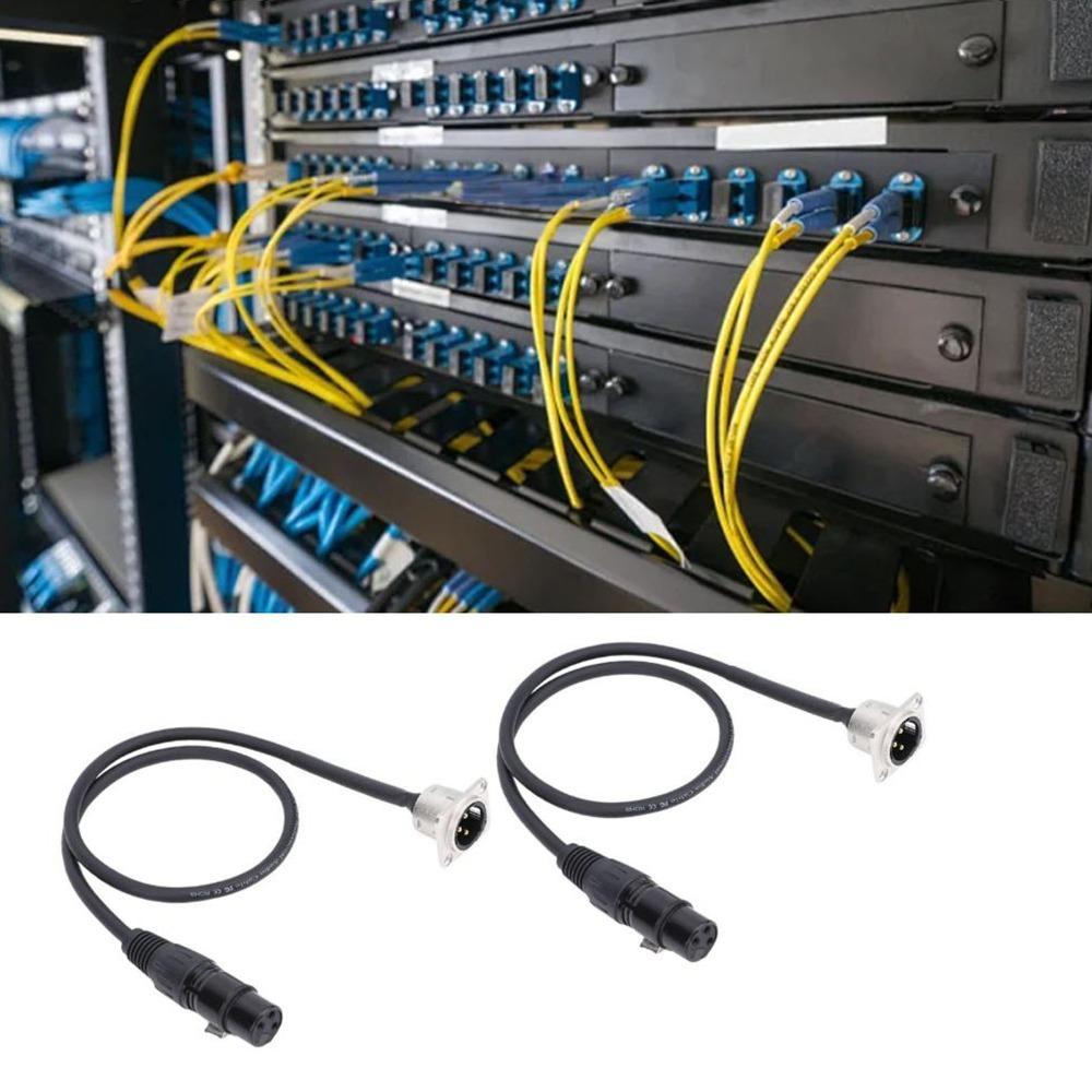 2PCS Professional 3 Pin XLR Pass Through Cables D Type 2FT Male Panel Mount to Female Connector XLR Cable Floor Box