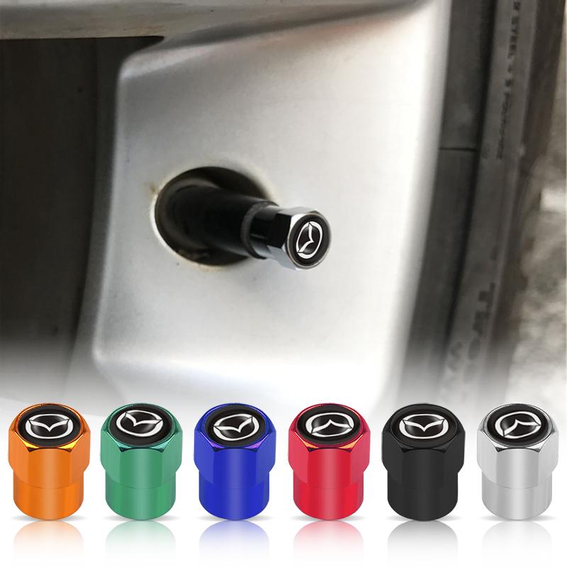 4pcs Car Wheel Tire Valve Caps Stem Case With Logo Auto Styling For Mazda 2 3 6 5 Axela Atenza CX 5 323 CX3 Emblems Accessories FF26