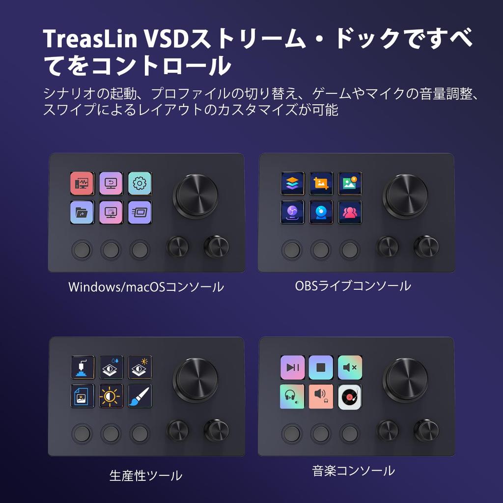TreasLin Stream Controller 12 Macro Keys Stream Dock - Trigger Actions in Apps and Software, Streaming Control Deck, Audio Mixer, Production Console,