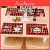 Festive Christmas Red Black Plaid Embroidered Letter Table Mat For Holiday Cheer