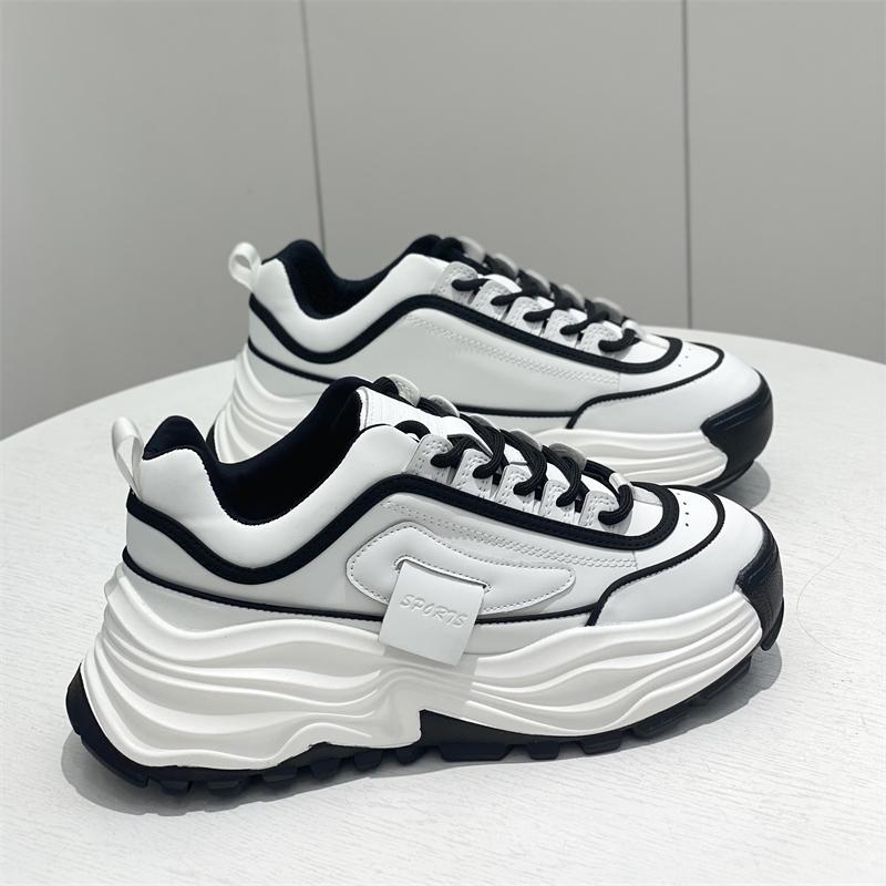 Shougu Authentic Explosive Thick Sole Leather Daddy Shoes Ins Women  Autumn New Sports Leisure Small White Shoes Trend