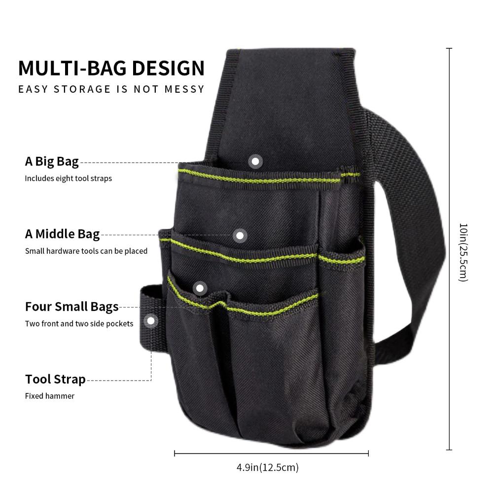 Multi Pocket Hardware Tools with Pouches and Belts, Pouch for Electricians, Carpenters,Craftsmen,Gardening to Place Hand Tools