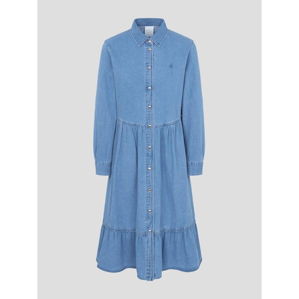 Binpolleidiseu [Reedition] Hedge Denim Volume Sleeve Dress Blue (Bf5271S01P)