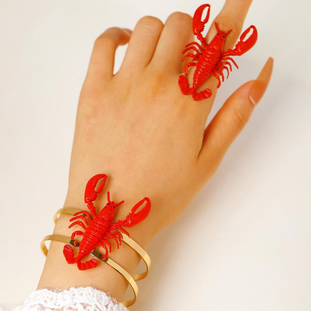 2-teiliges kreatives Metall-Durchbruch-Blatt-Armreif- & Ring-Set für Damen