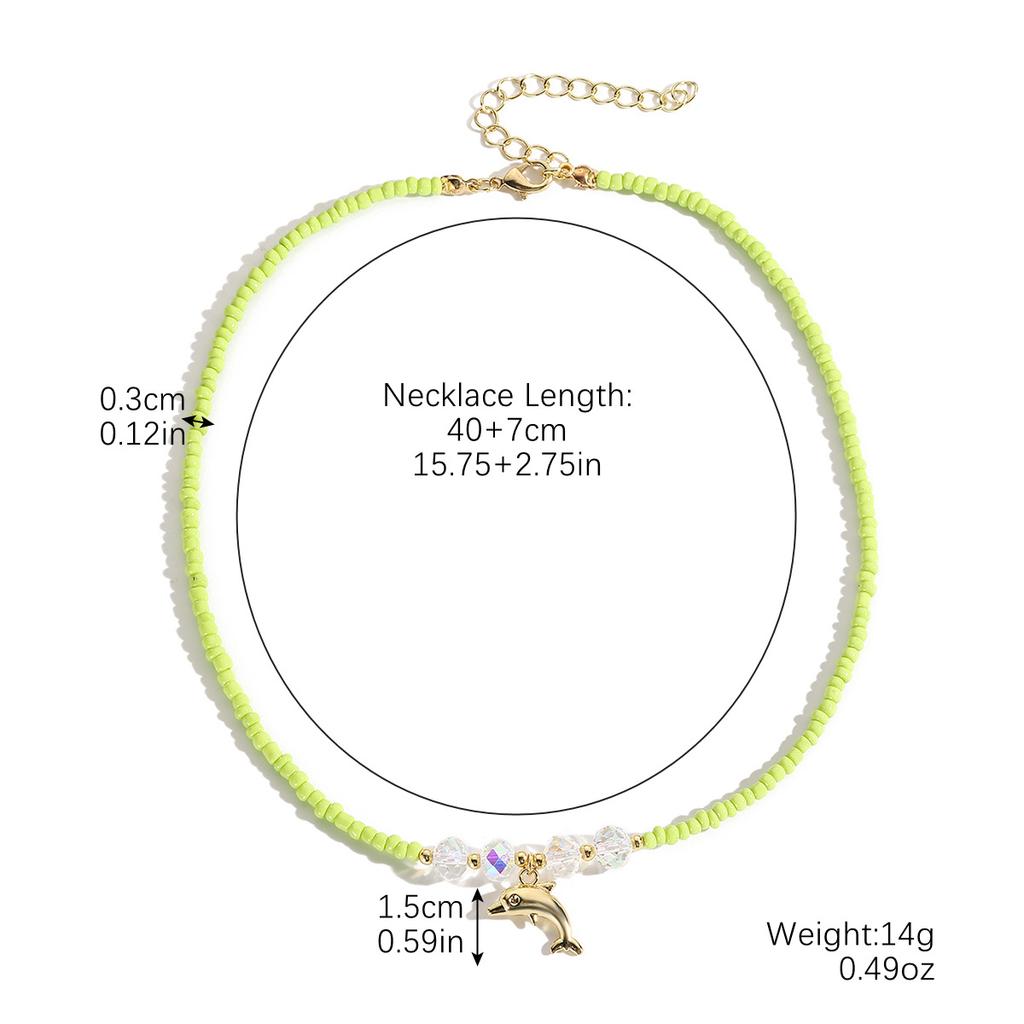 Necklace for Women Jewelry Necklace Fashion Sweet Cool Style Rice Bead Necklace Bohemian Handmade Beaded Necklace Beautiful Elegant Necklace for Her