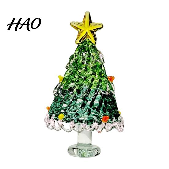 Kristallen Boom Bureauornament Handgeblazen Glas Kerstbeeldje, Mini Tafelbladornamenten Kerstornament, Handgemaakte Bureau Feestdecoratie Decoratief