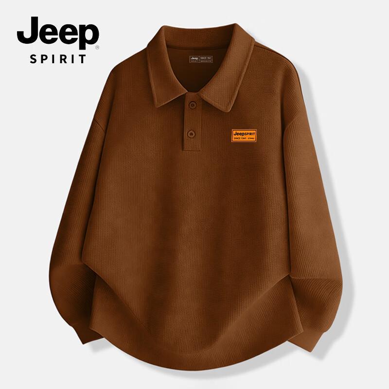 JEEP SPIRIT Waffle Knit Long Sleeve Polo Shirt 3XL