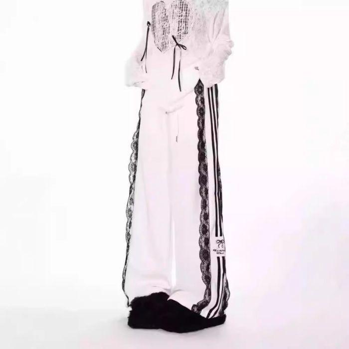 

Women s Retro Lace Patchwork Wide-Leg Pants - Summer 2025 Collection Medium білий