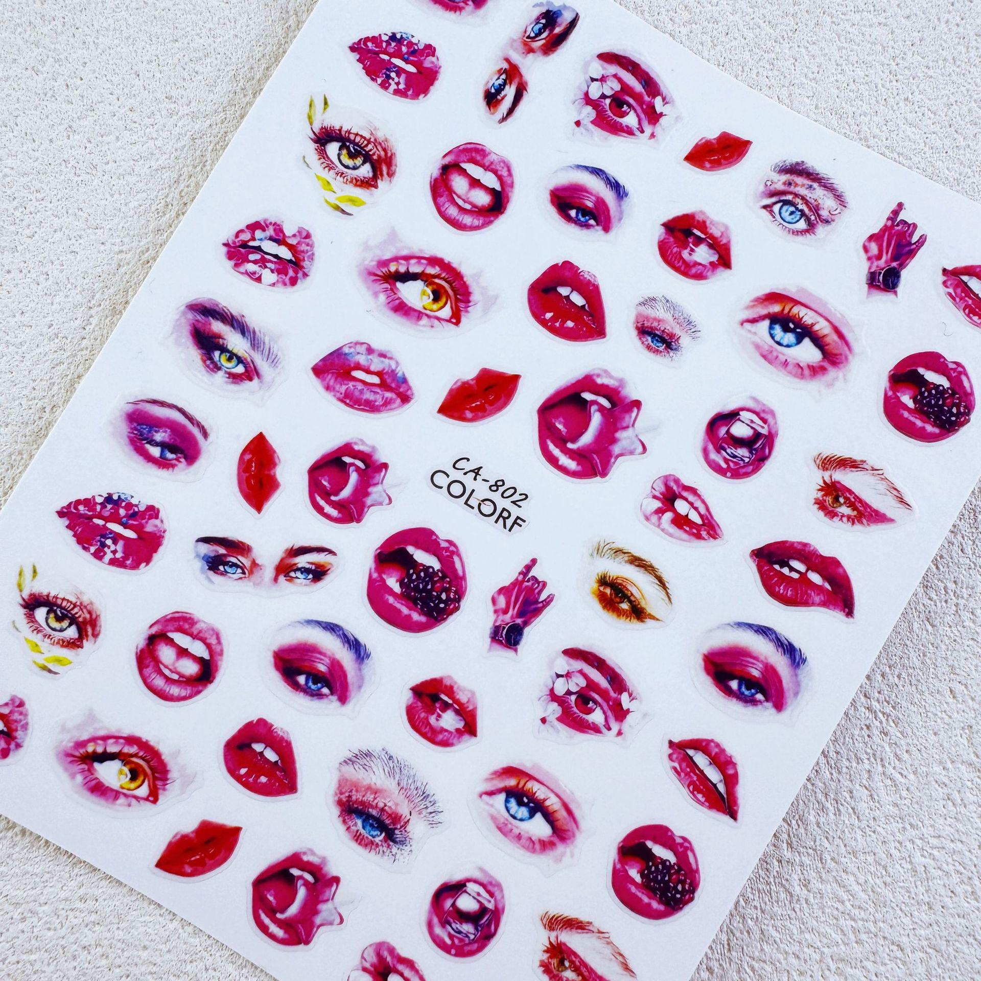 Valentine s Day Red Lips Cartoon Nail Stickers - Sexy, Trendy Design