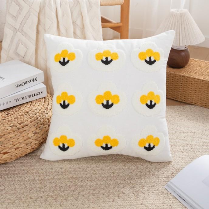 Luxuriöses pastoral gesticktes Gänseblümchen-Kissenbezug - Helles Wohnzimmer Sofa Kissen