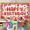 Polyester Strawberry Party Background Cartoon Party Hanging Banner  Photo Booth