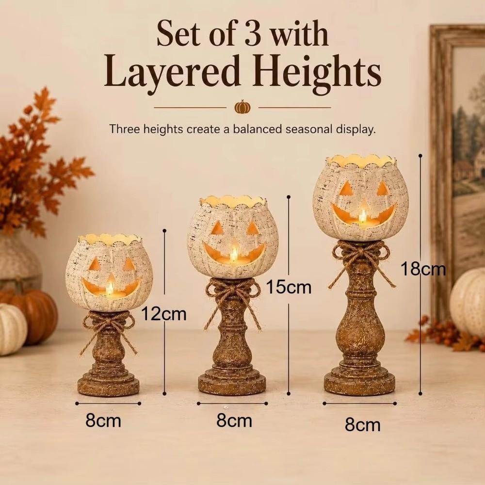 Cutout Face Pumpkin Tealight Candle Holder Scalloped Top Tealight Candle Holder  Thanksgiving Decor