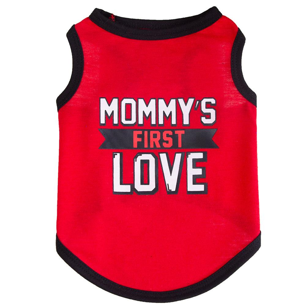 

Red Pet Dog Clothes for Small Dogs Cat Vest T Shirts Chihuahua Cool Puppy Clothing Print Mommy‘s First Love for Halloween XS