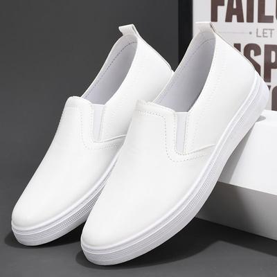 Mocassim Liso com Solado Grosso Branco Masculino Casual Elegante PU Promoção de Verão Legítimo Retro Social Confortável Sapatos Masculinos de Couro