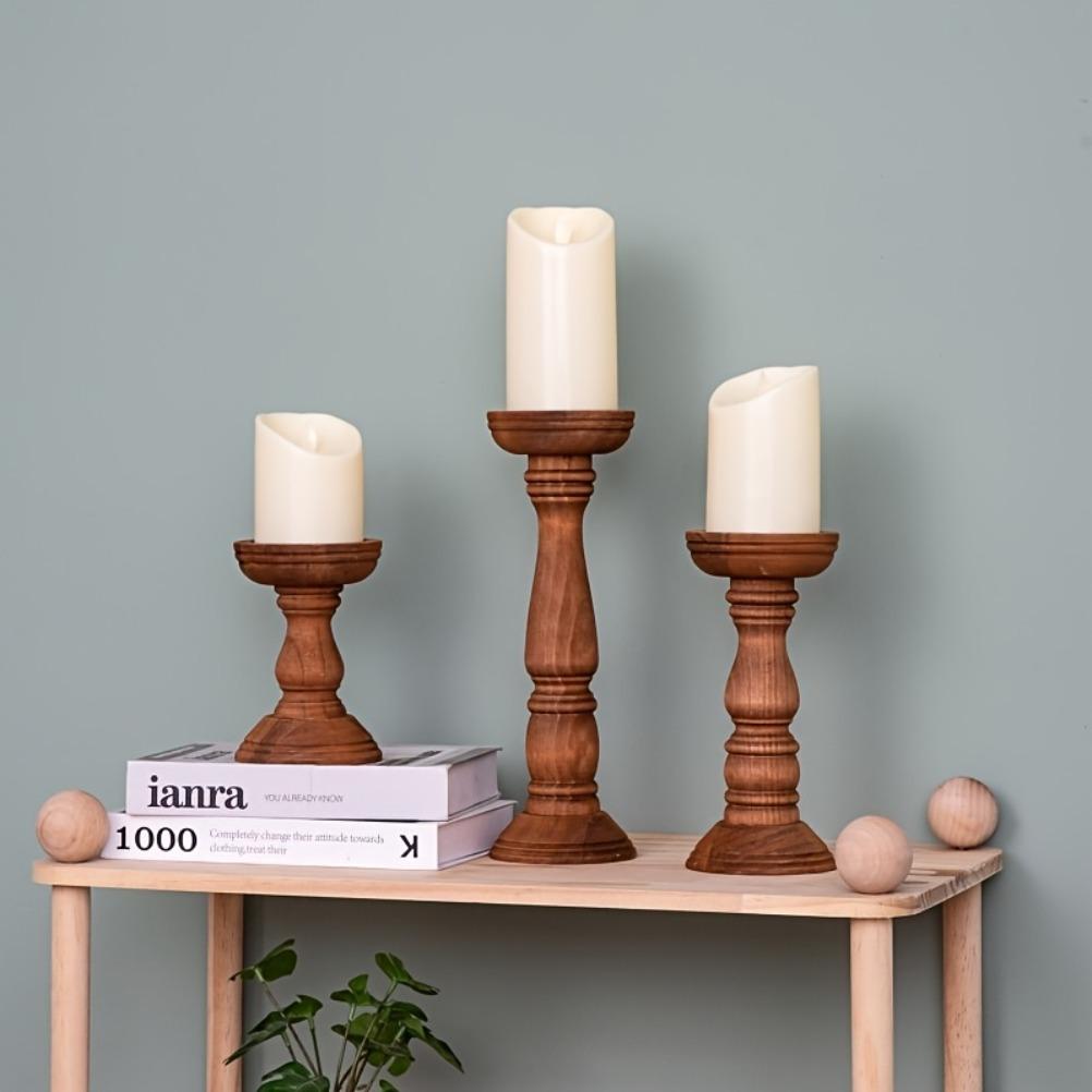 Portacandele in Legno Vintage 3pz San Valentino Matrimonio Portacandele Cilindrico Decorazione da Tavolo Decorazione di Natale