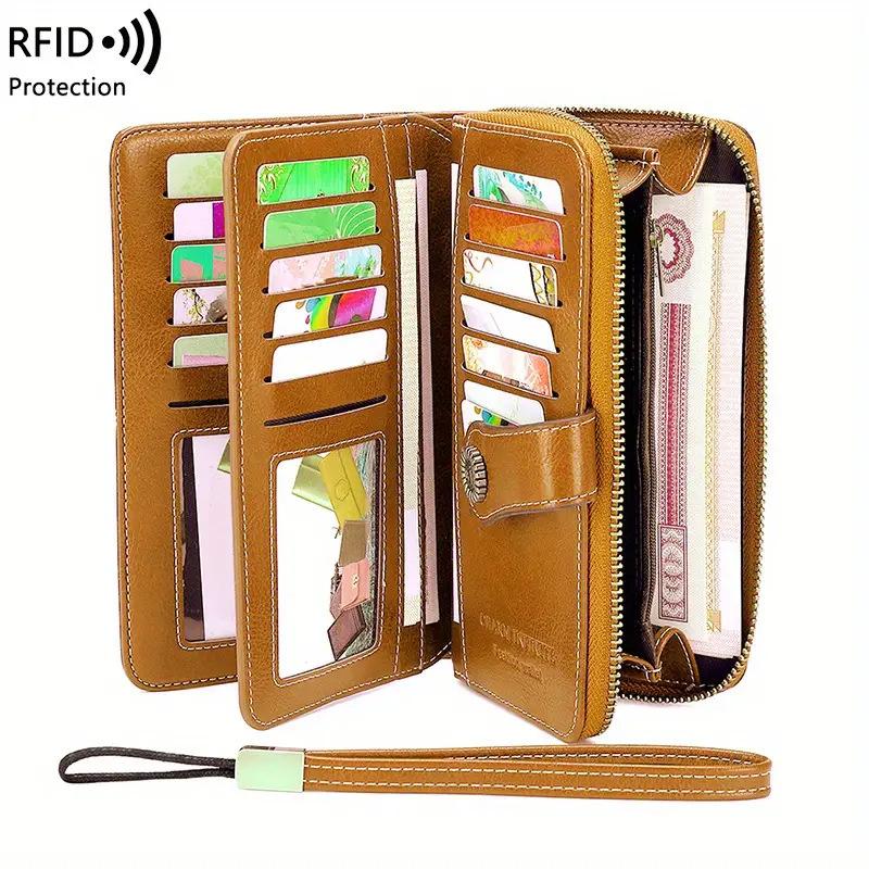 RFID Anti-theft Brush Wallet Long Zipper Women's Wallet European and American Large-capacity Hand-held ID Bag
