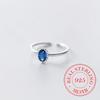 925 Sterling Silver Oval Zircon Ring for Women, White Blue Red Cubic Zirconia Wedding Engagement Party Jewelry Elegant Prom Gift