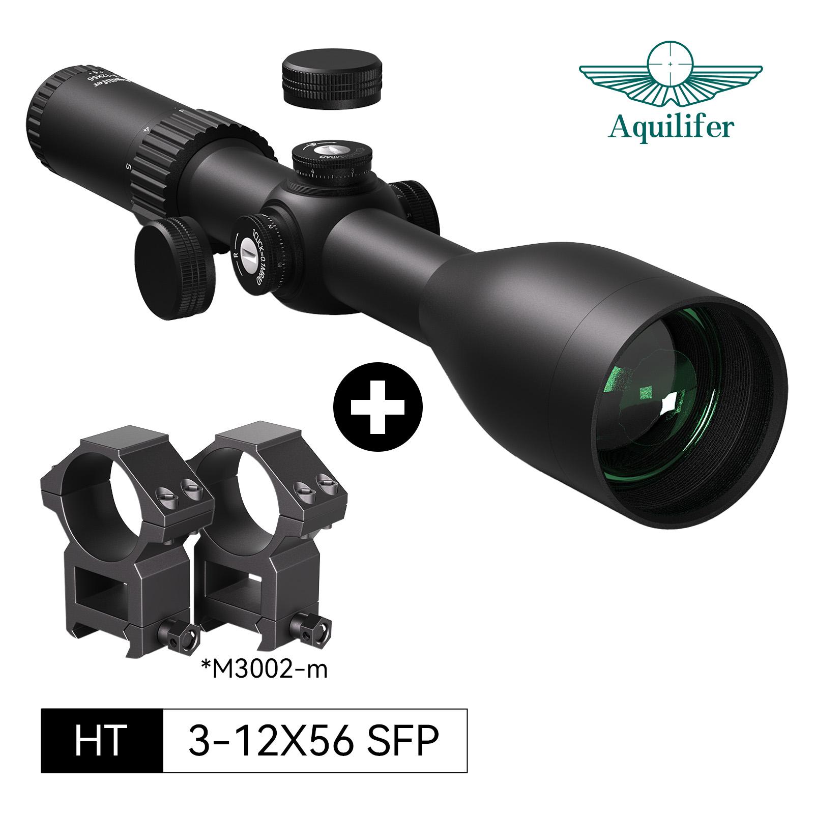 

Приціл для мисливської гвинтівки Aquilifer 3-12x56 SFP, Скло ED 95% FMC, Оптика для слабкого освітлення, Алюміній авіаційної якості для AR, Полювання, Стрільба 20mm Rail