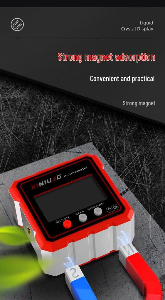 High-Precision Digital Laser Inclinometer with Magnetic Base and Large Display