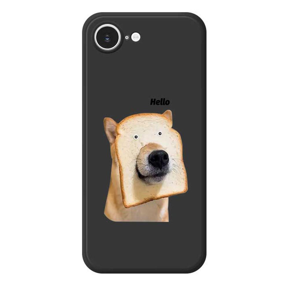 For iPhone 16e Case Toast Dog Pattern Printing Straight Edge TPU Phone Back Cover