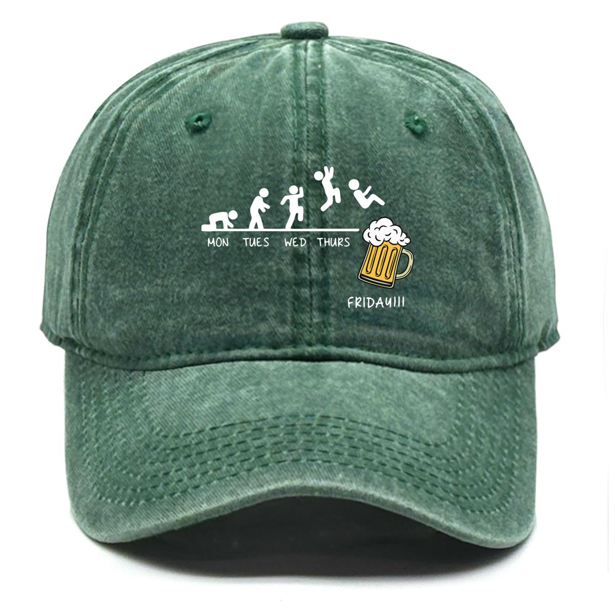 

Friday Beer Print Snapback Sun Hat, Flat Cap Summer Slouchy Sunshade Inelastic Adjustable Baseball Cap as the picture зелёный