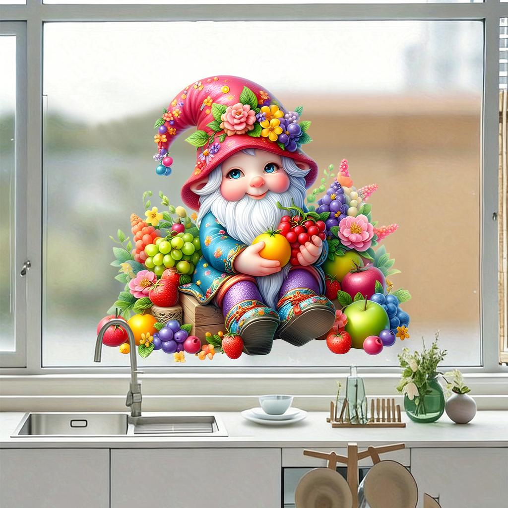 Frucht Zwerg Thema Fensteraufkleber für Küche, Esszimmer, Balkon, Schlafzimmer, Fenster