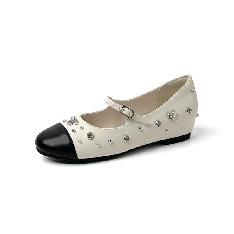 Sheepskin Version~ French Retro Woven Flat-soled Single Shoes Women's 2025 New Beautiful One-word Buckle Shallow Mouth Mary Jane Shoes