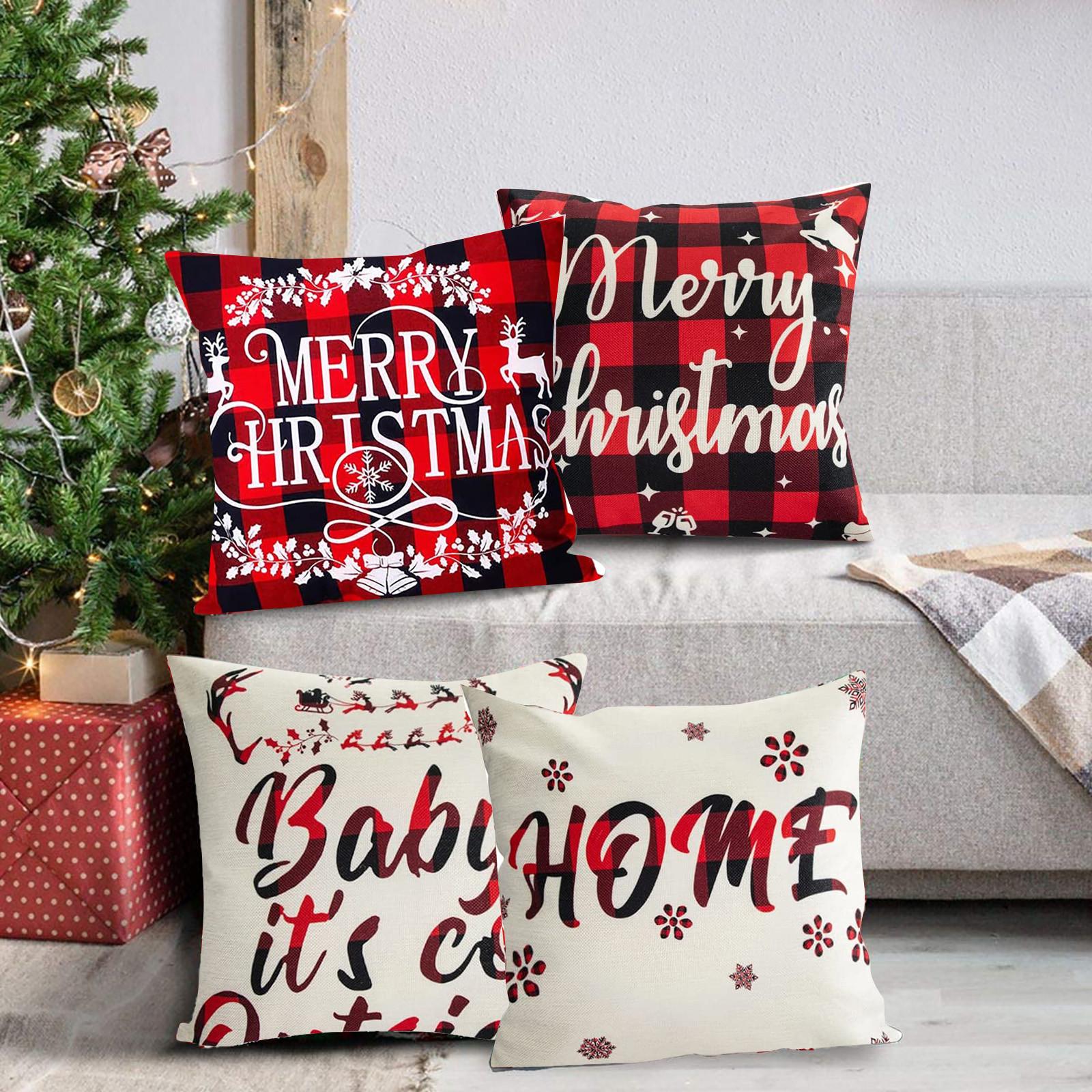 

Nikitas 4 шт. рождественские чехлы Санта 18 х 18 дюймов декоративные чехлы с оленями