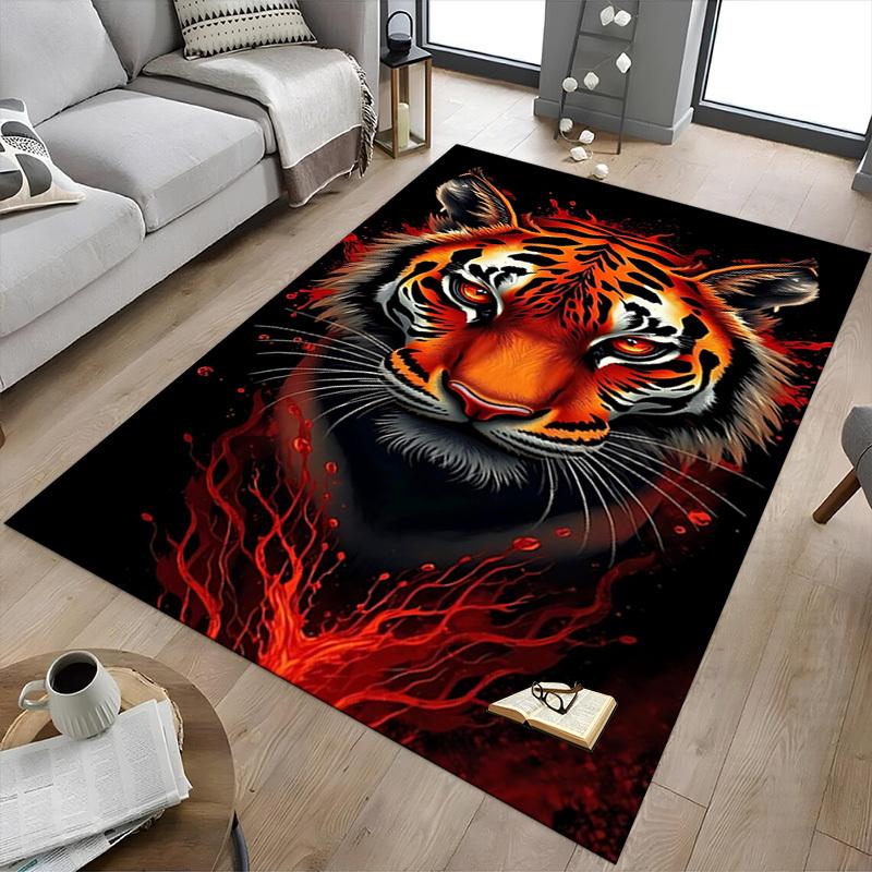 1pc Tiger Print Carpet Anti Slip Polyester Floor Mat for office.Bedroom